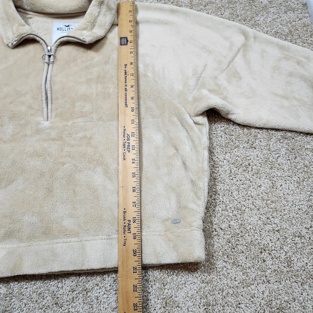 Hollister Women's Medium Beige Fuzzy Fleece 1/4 Zip Pullover Sweatshirt - Picture 8 of 8